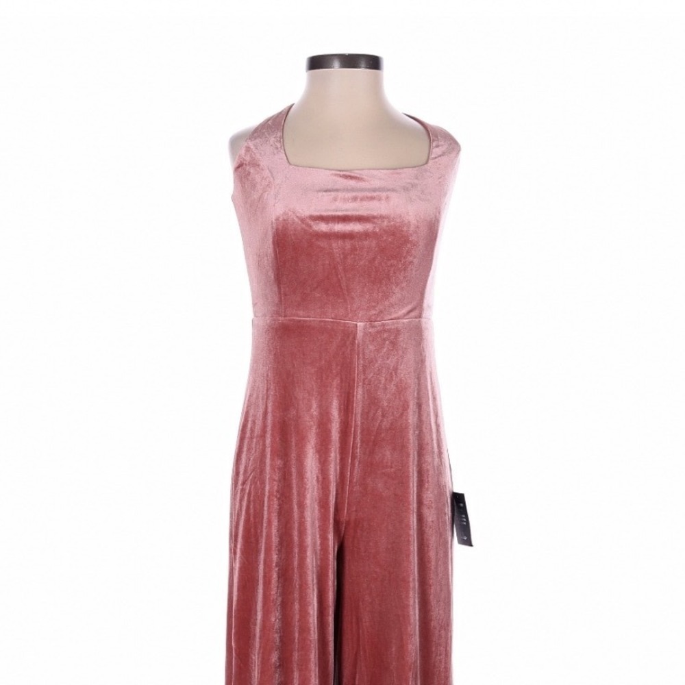 Lulus Splendidly Stunning Dusty Rose Velvet Lace Up Wide Leg Jumpsuit XS - Picture 3 of 10